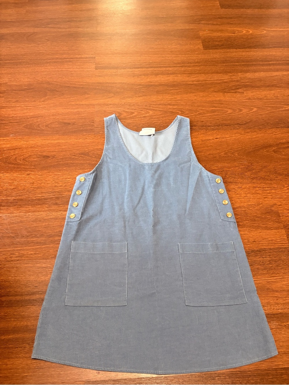 Urban Renewal Light Blue Corduroy Pinafore Dress with Buttons